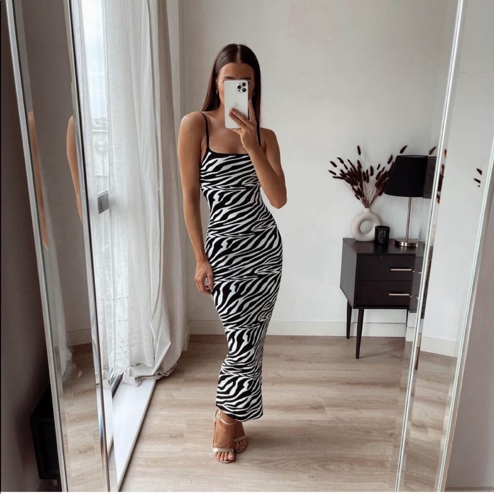 Zara Animal Zebra Detail jacquard dress
